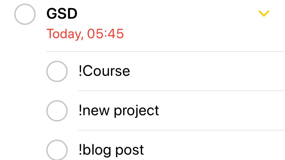 Screenshot of an example of the wayI create my to-do list in the Reminders app